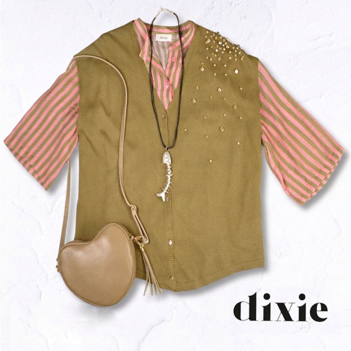 Dixie diamante detail oversized knit sleeveless waistcoat