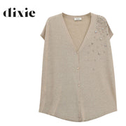 Dixie diamante detail oversized knit sleeveless waistcoat