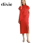 Dixie draped neck mock wrap jacquard dress maxi