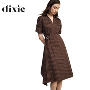 Dixie pinstripe asymetric wrap dress