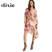 Dixie poppy print asymetric dress