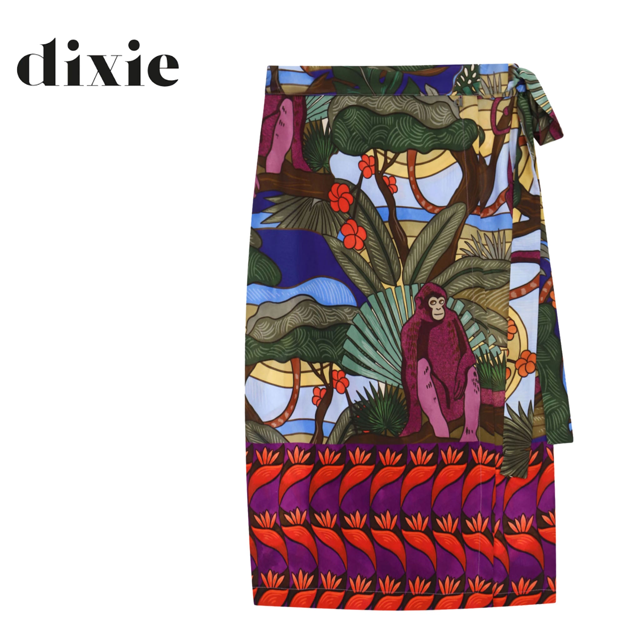 Dixie jungle print wrap skirt midi