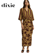 Dixie Stripe tassel detail wrap skirt midi