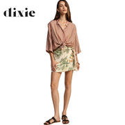 Dixie cheetah palm tree print wrap skirt mini