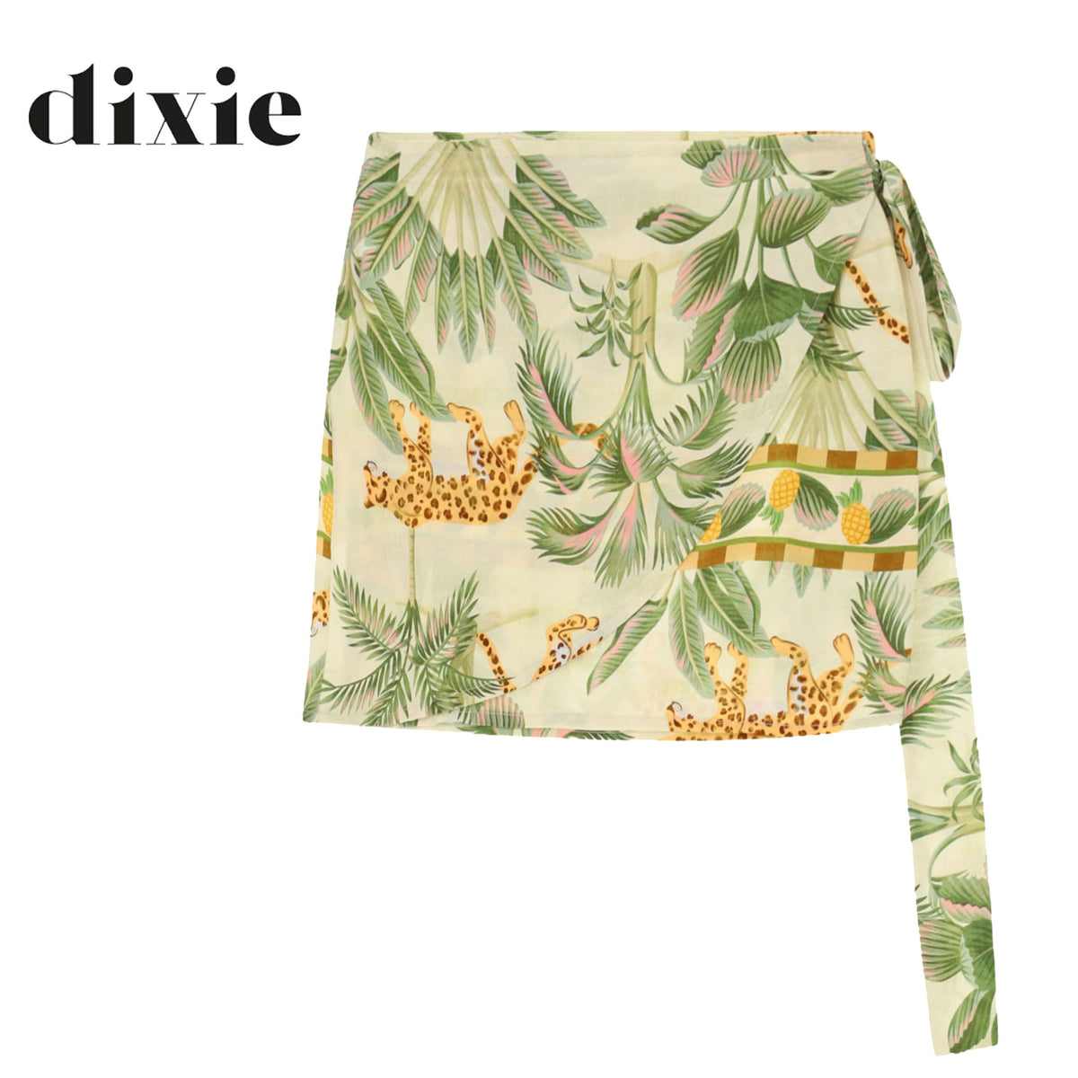 Dixie cheetah palm tree print wrap skirt mini