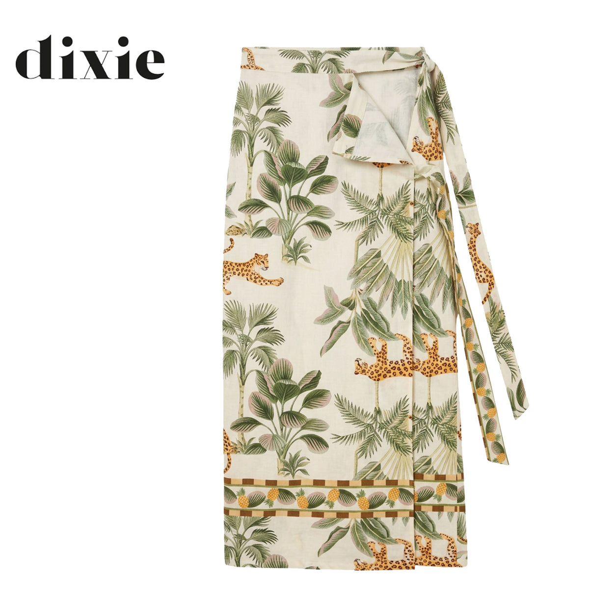 Dixie cheetah palm tree print wrap skirt maxi