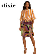 Dixie geometric wavey stripe side tie skirt midi
