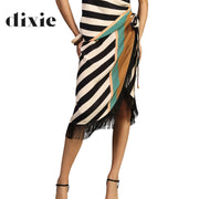 Dixie stripe tassel detail wrap skirt midi