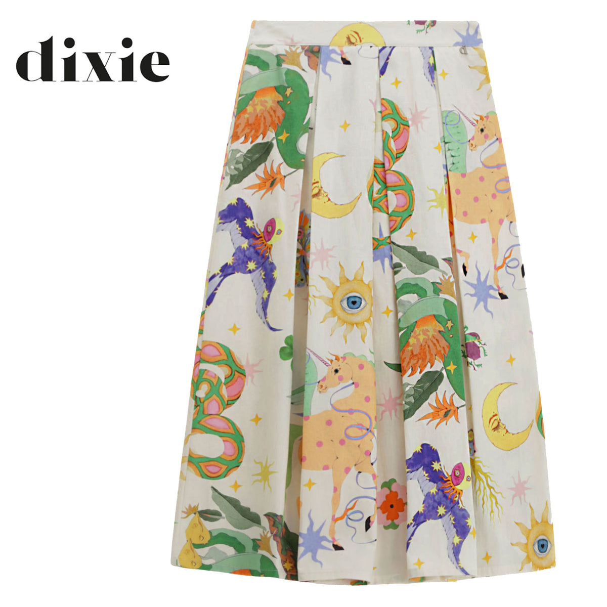 Dixie unicorn fantasy print pleated skirt