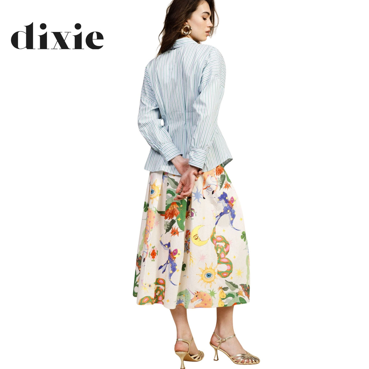 Dixie unicorn fantasy print pleated skirt
