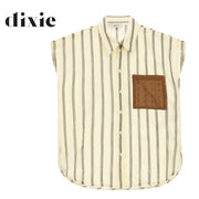 Dixie flocked stripe anglaise pocket detail shirt