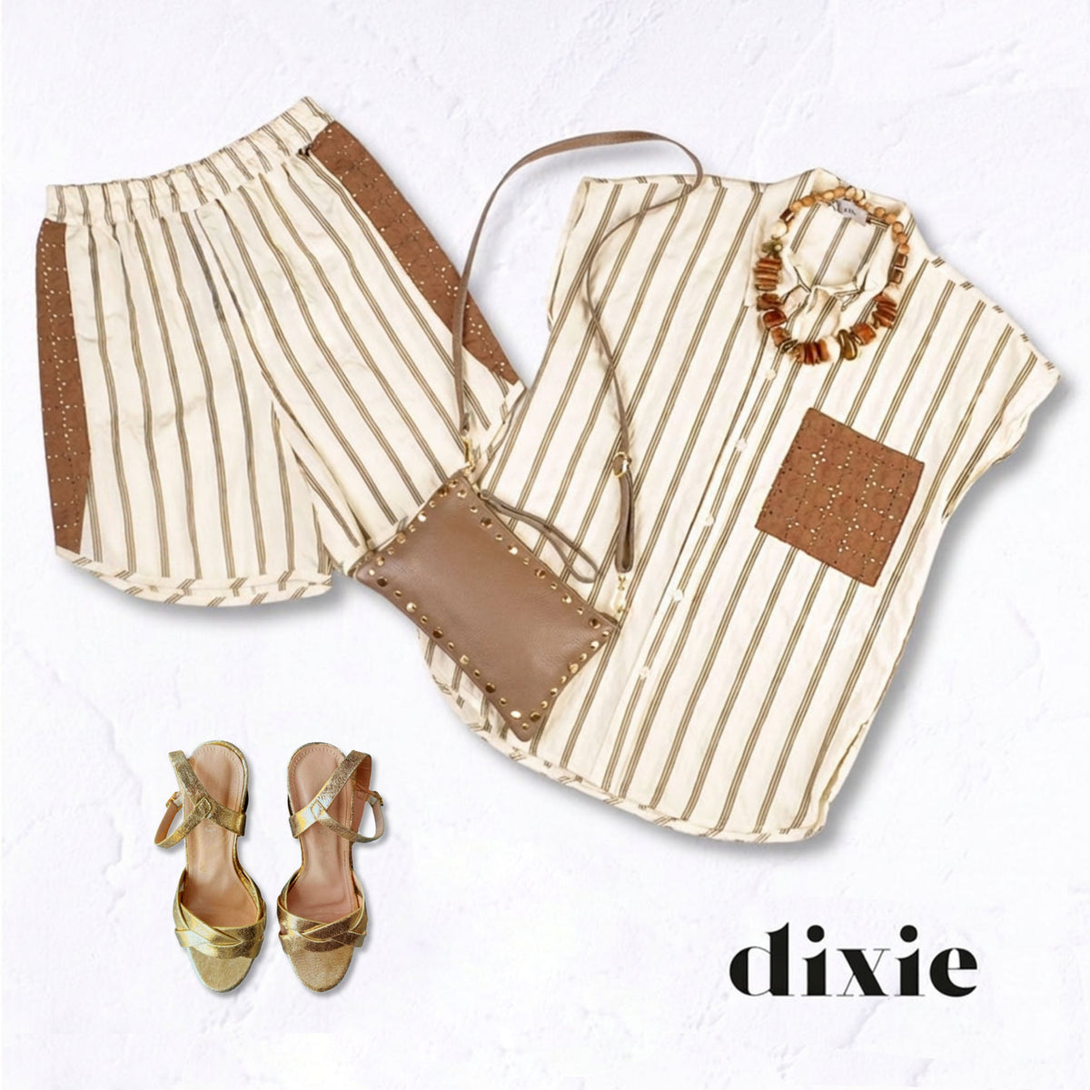 Dixie flocked stripe anglaise pocket detail shirt