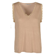 Lace trim lurex vest