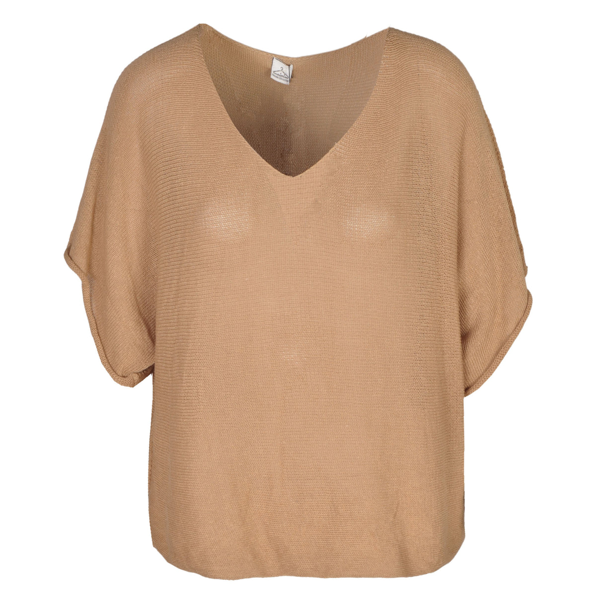 V-neck batwing boxy knit top