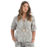 Infinity knot print linen shirt