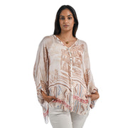 Abstract border silk double layered shirt