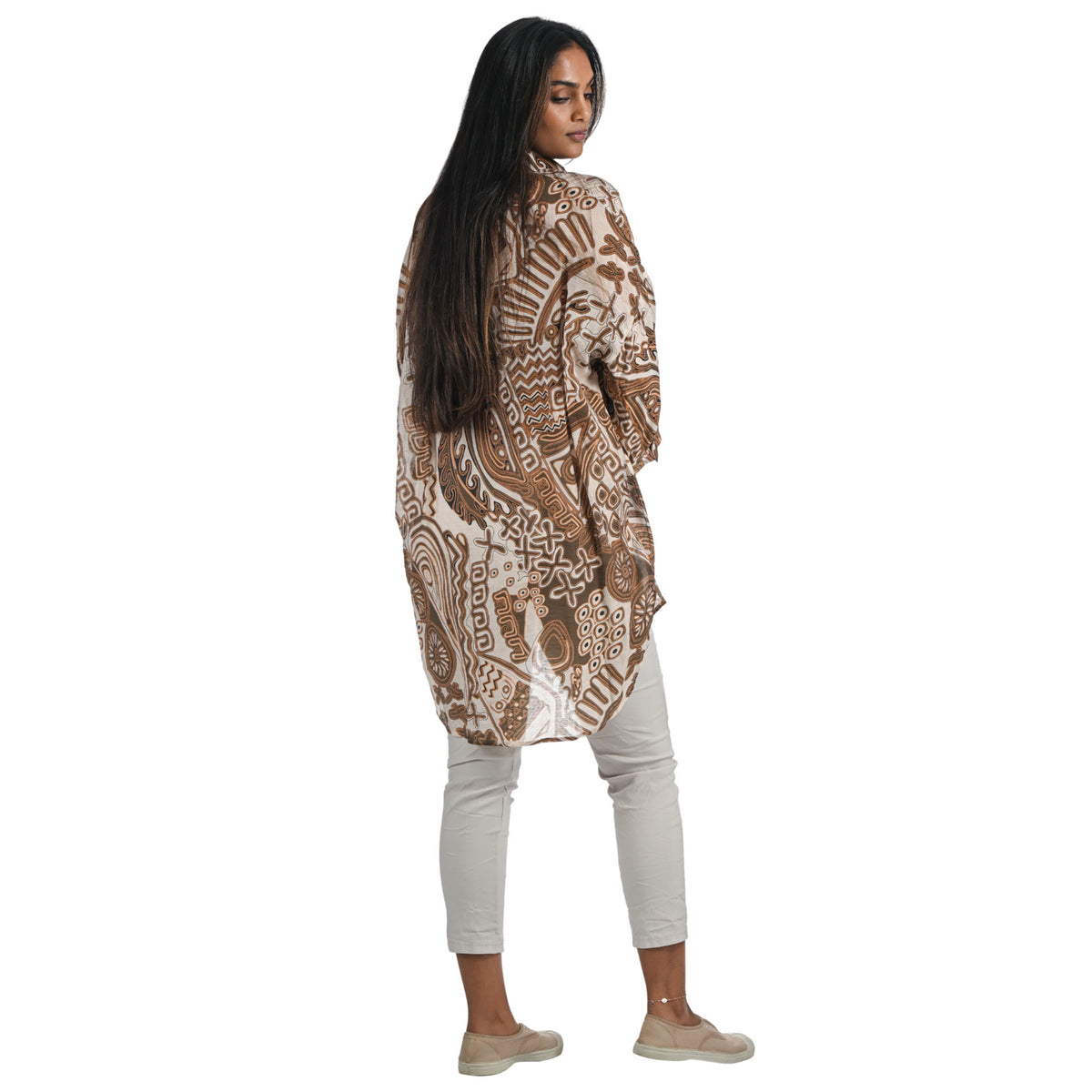 Ethinic print long shirt