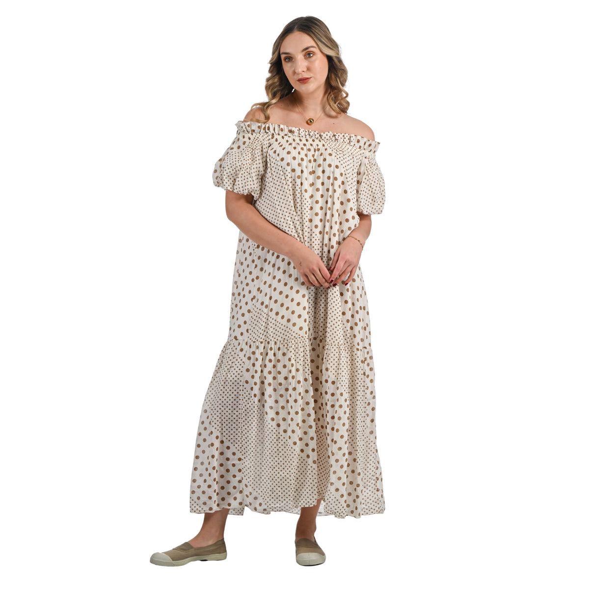 Mini polka dot bubble sleeve dress