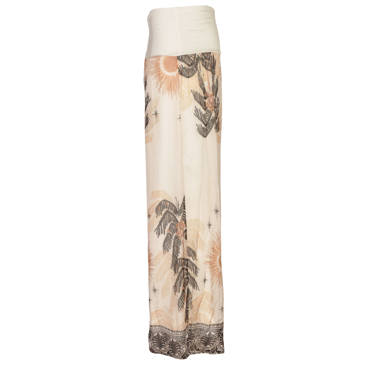 Palm tree print bubble silk pant