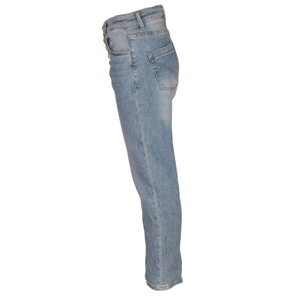 Ribbed camelia button jeans