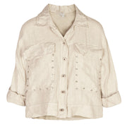 Diamante pocket details linen jacket
