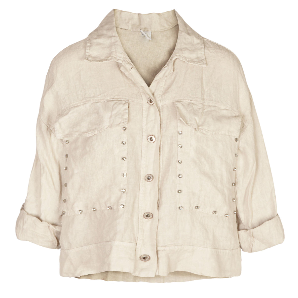 Diamante pocket details linen jacket