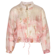 Border floral silky bomber