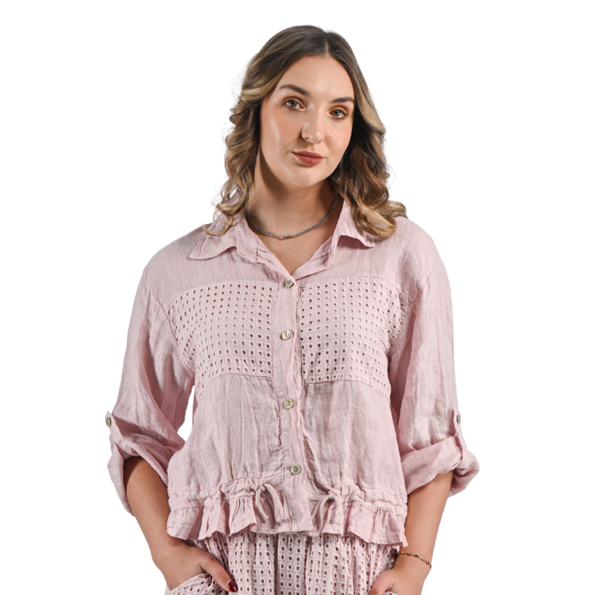 Anglaise patch linen shirt jacket
