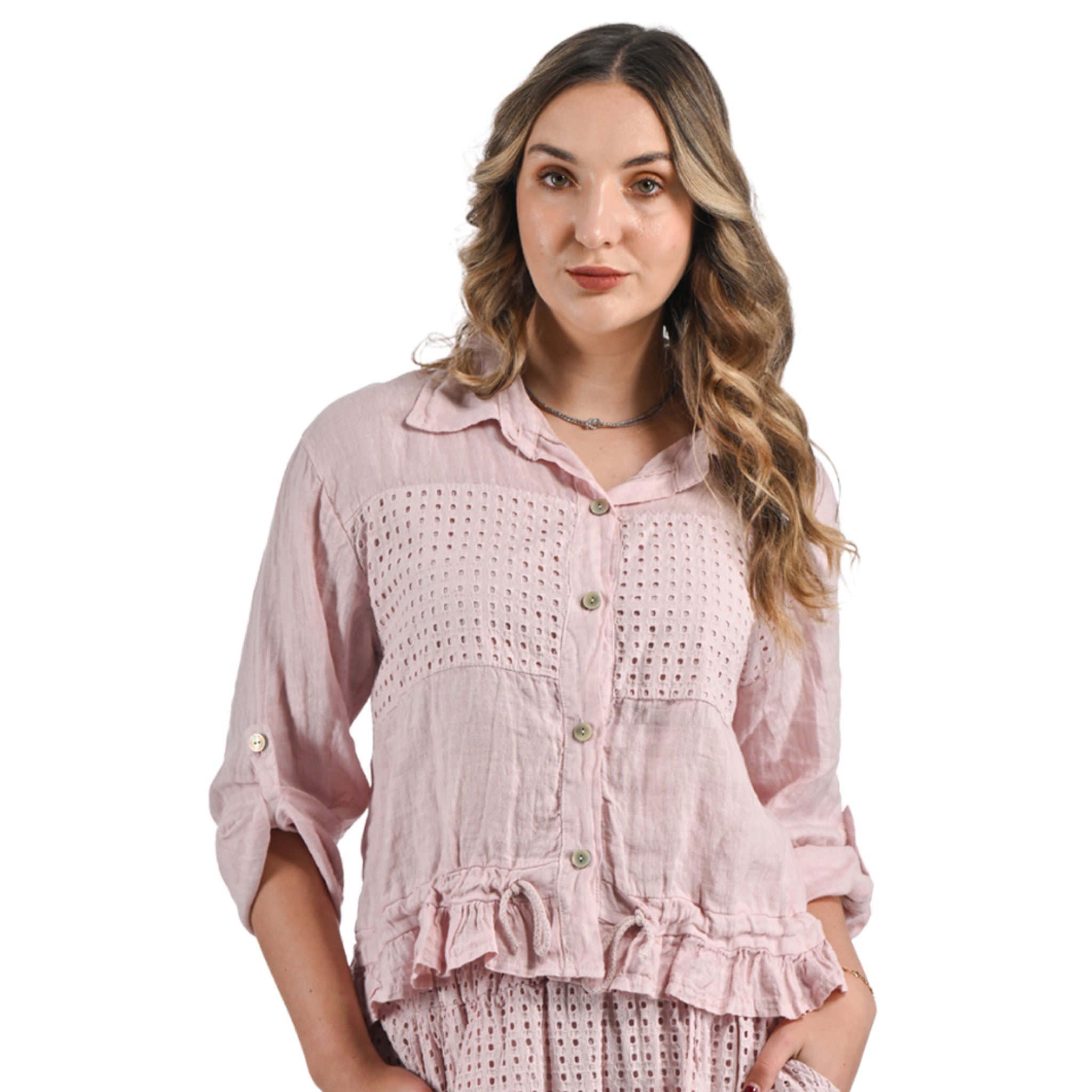 Anglaise patch linen shirt jacket
