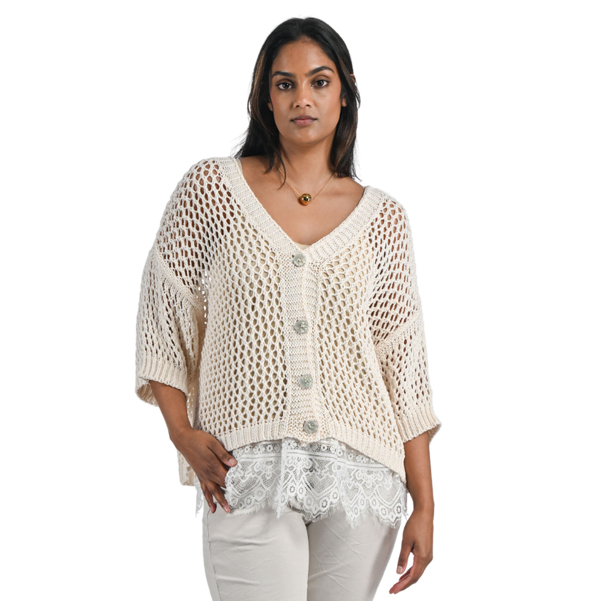 Crochet four button cardi