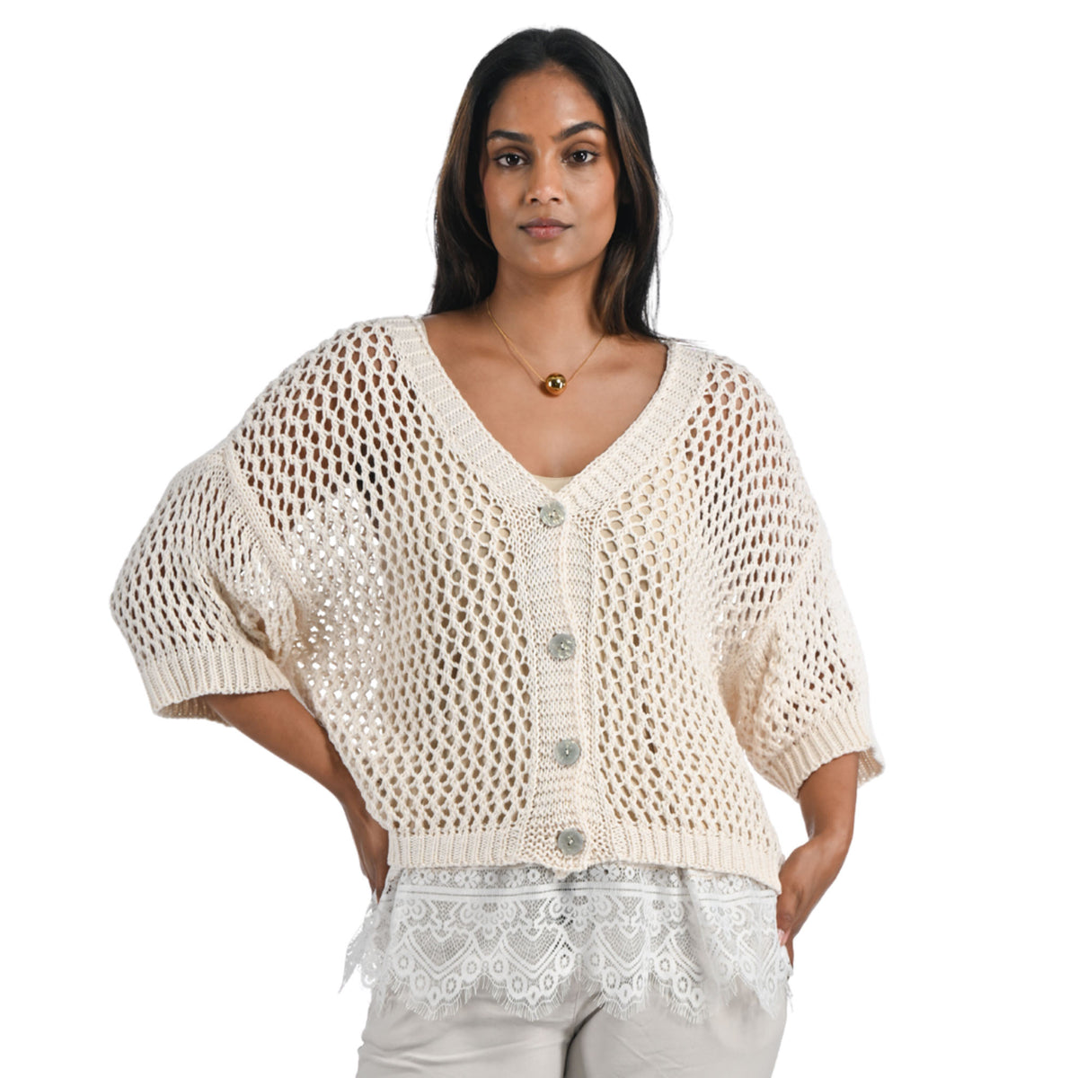 Crochet four button cardi