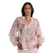 Rose print mandarin shirt
