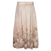 Antique floral border pleated skirt