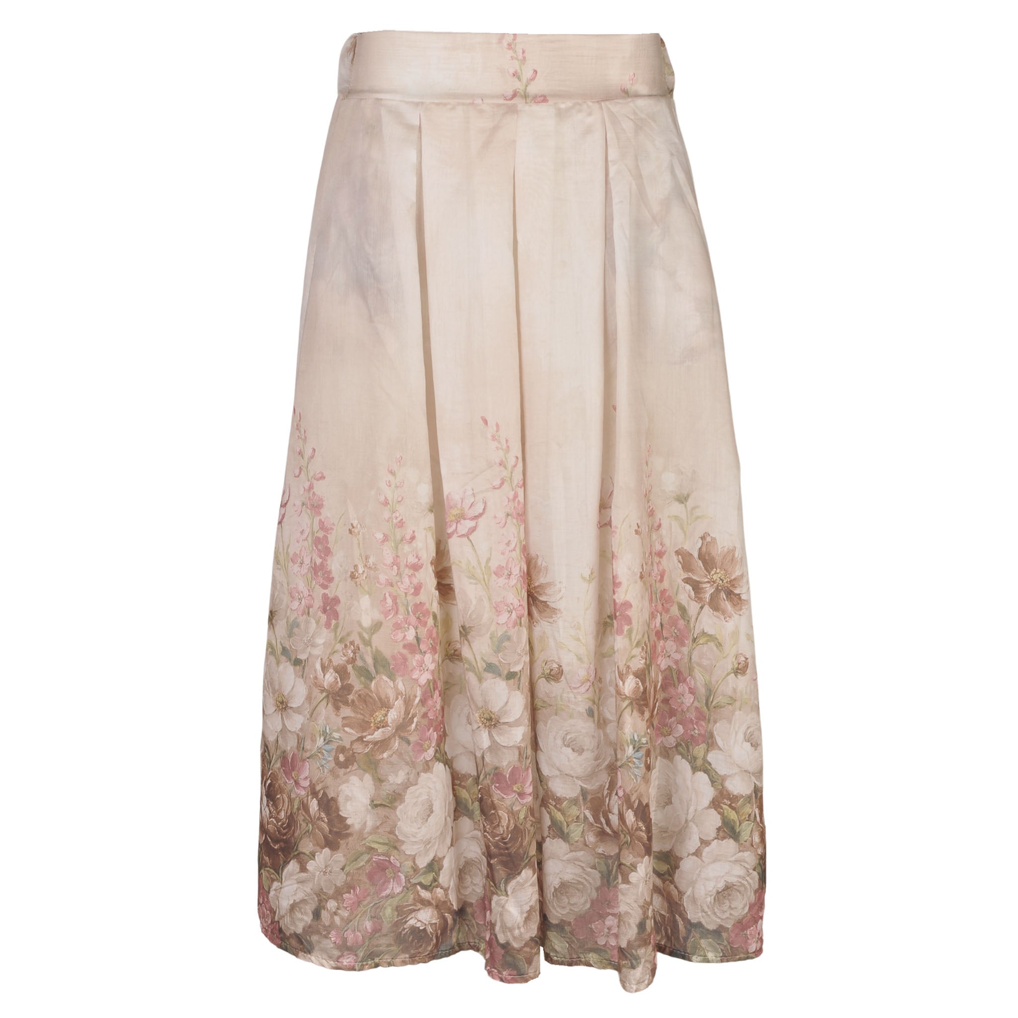 Antique floral border pleated skirt