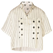Polka dot lurex stripe boxy shirt