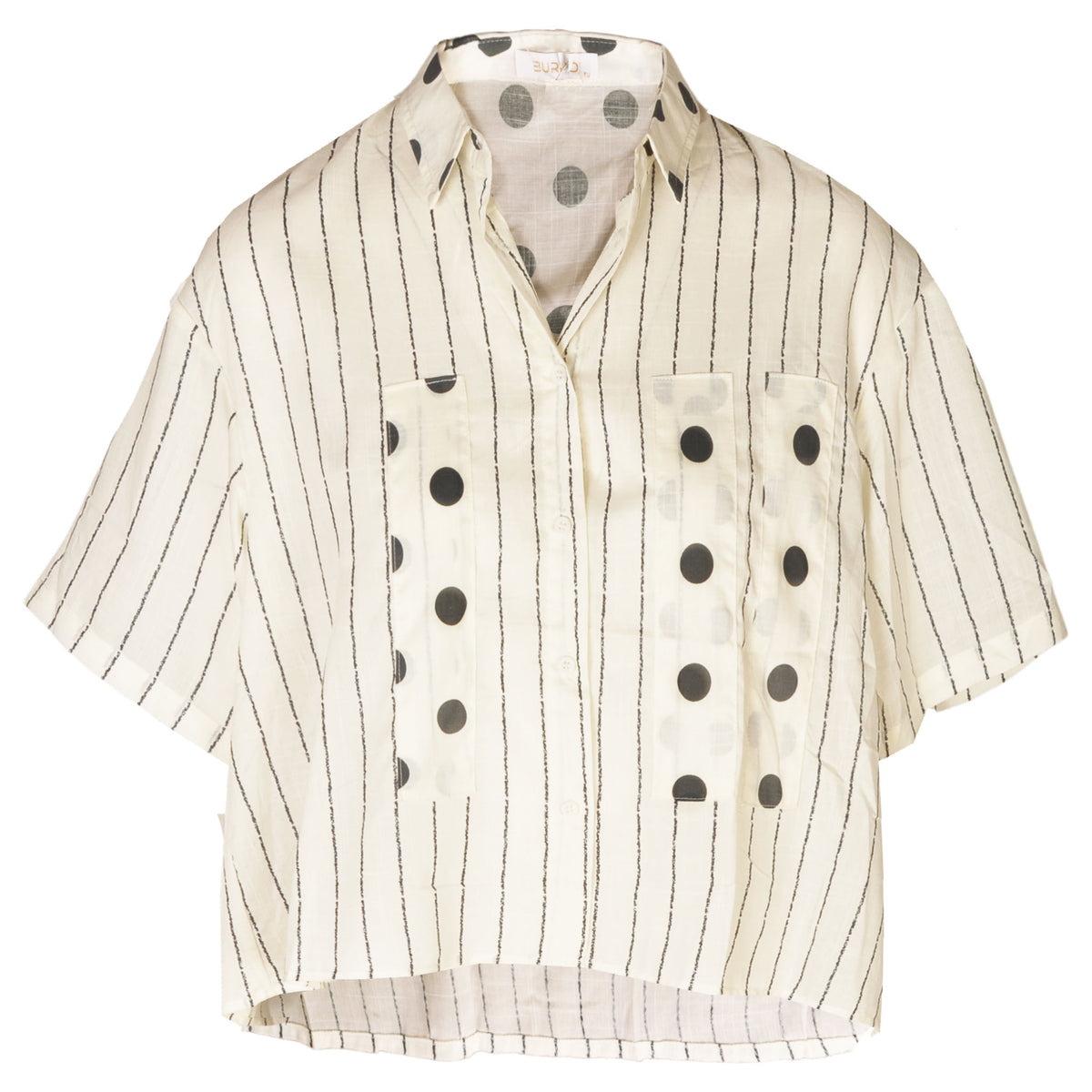 Polka dot lurex stripe boxy shirt