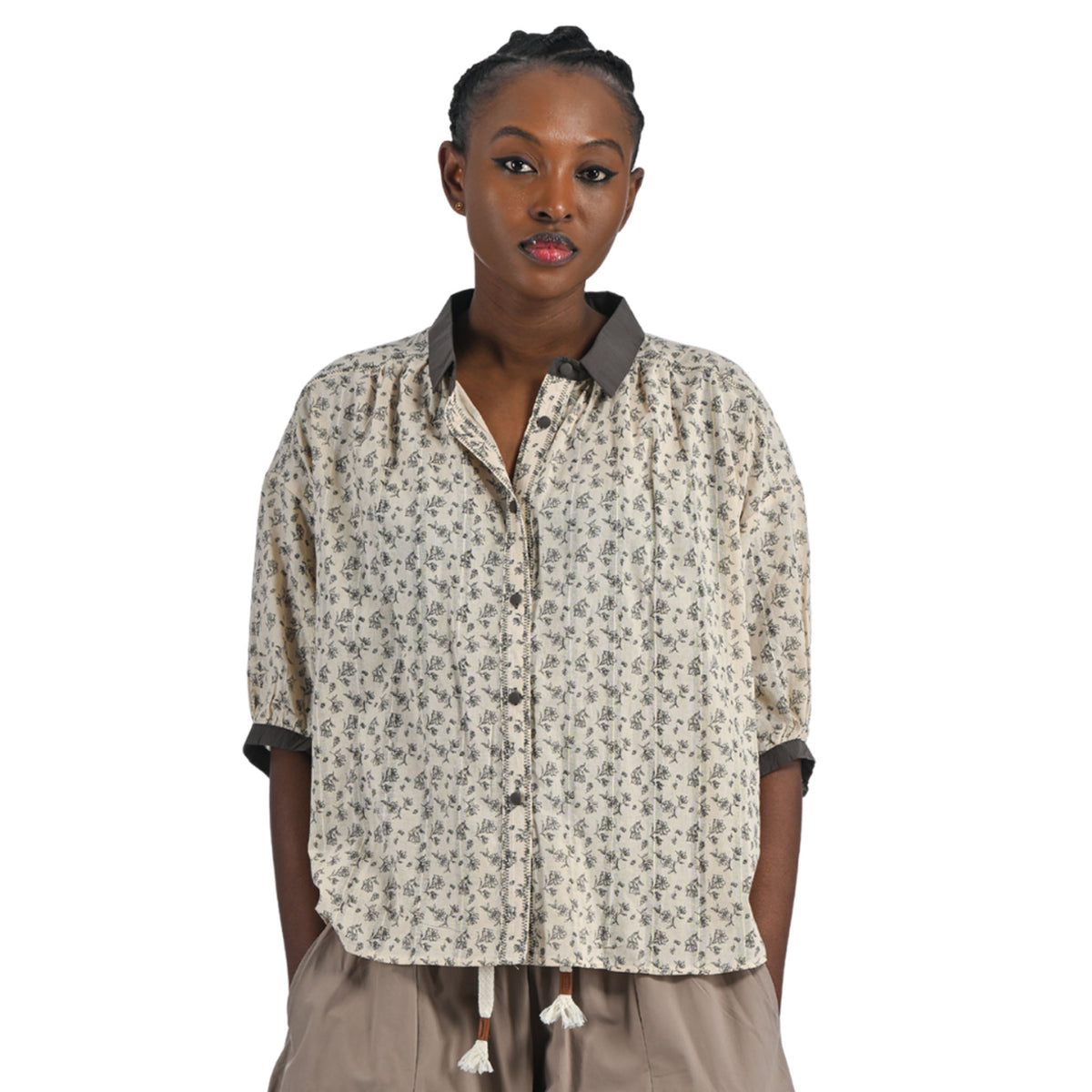Mini rose print boxy shirt