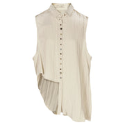 Asymetrical button sleeveless shirt
