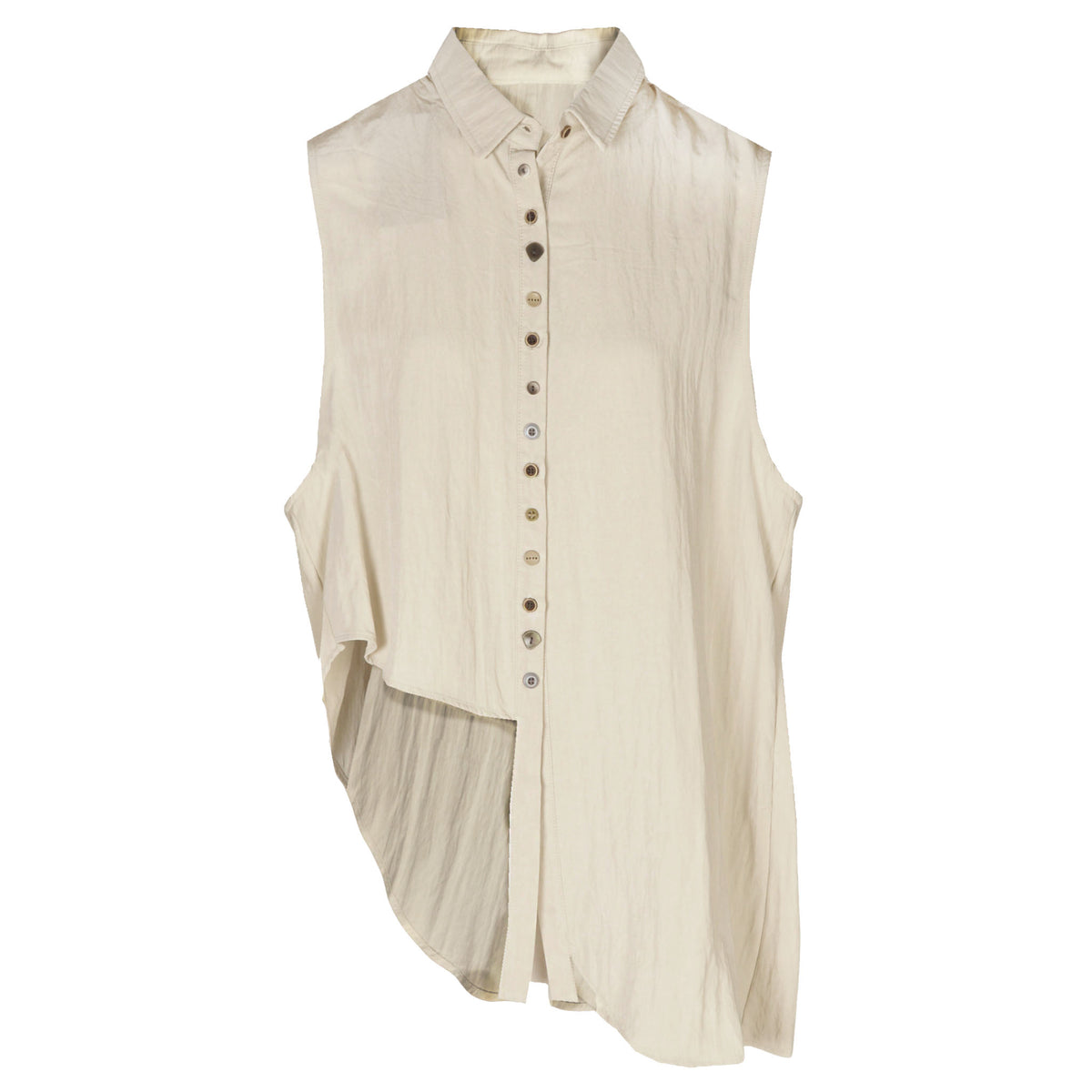 Asymetrical button sleeveless shirt