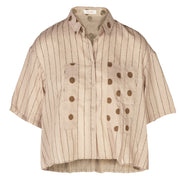 Polka dot lurex stripe boxy shirt