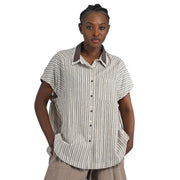 Double collar striped shirt