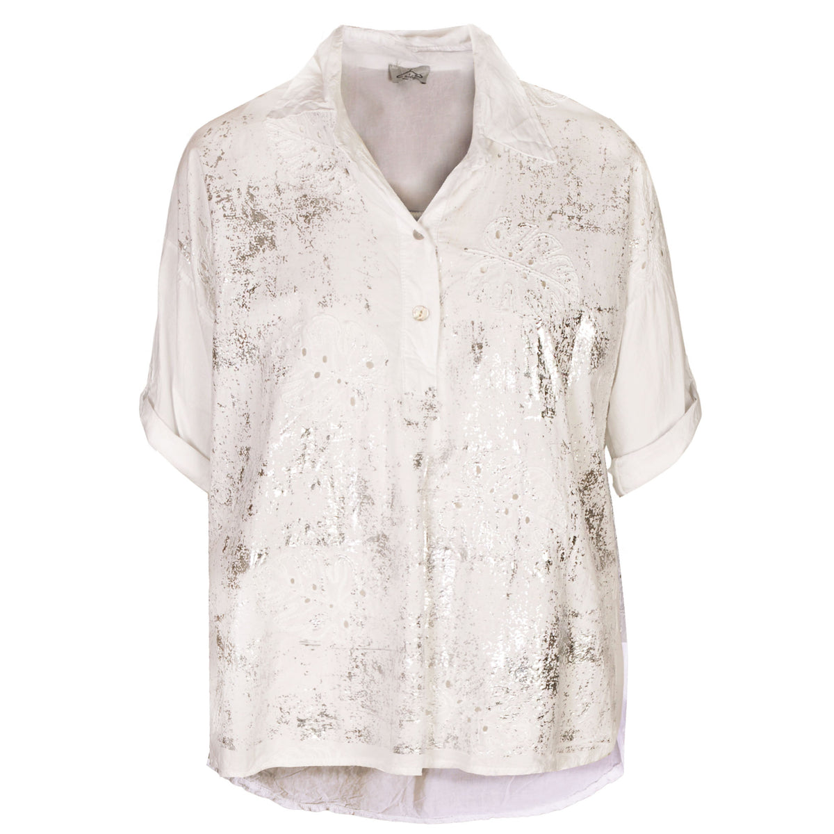 Anglaise silver foil shirt