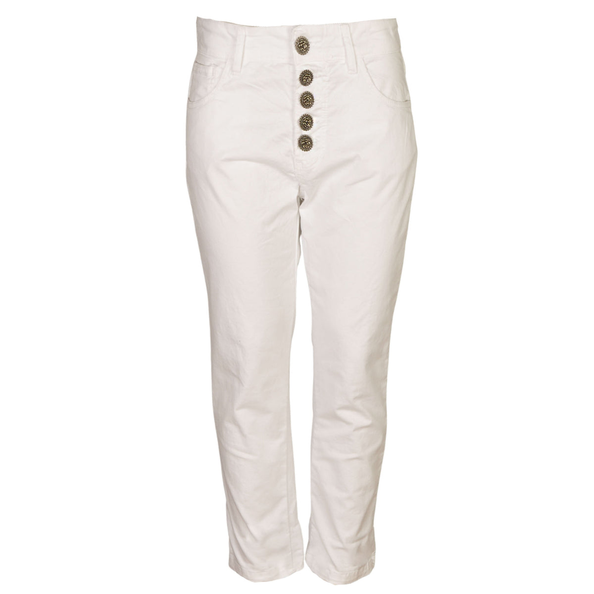 Flower button rolled pant