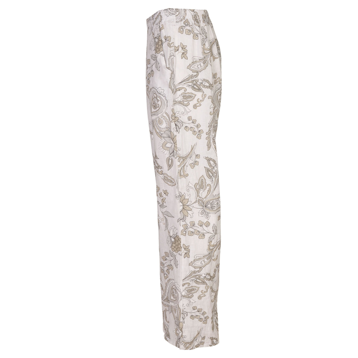 Heraldic print straight leg linen pant