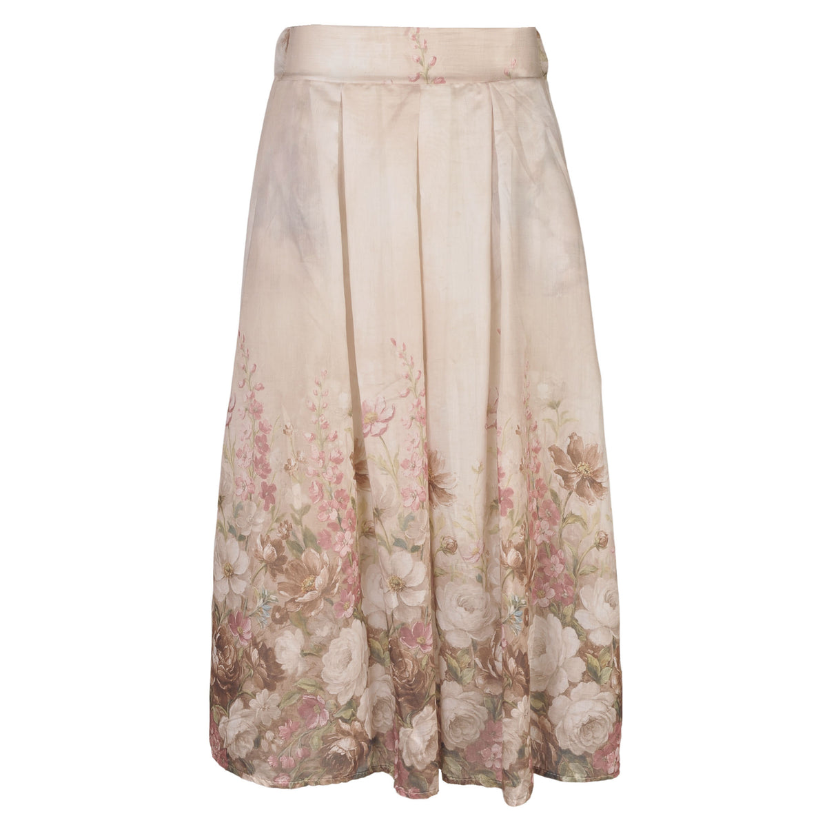 Antique floral border pleated skirt