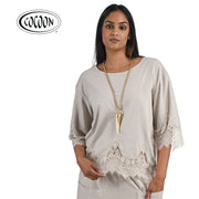 Cocoon lace border top