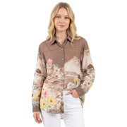 Greece border print over sized shirt