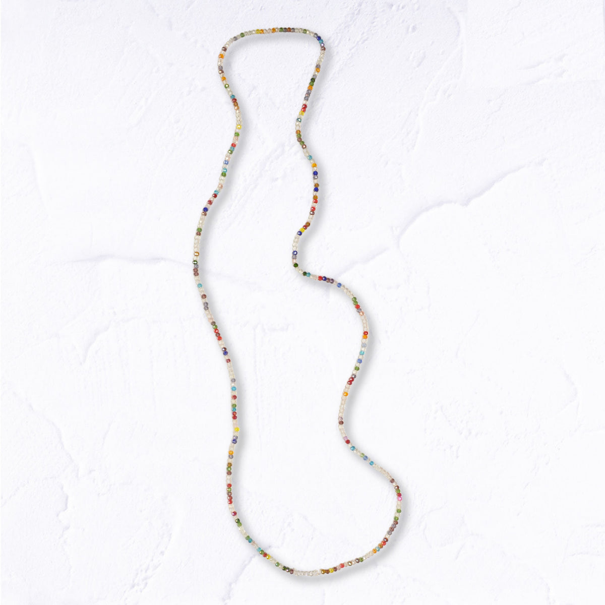 Mini glass bead long necklace