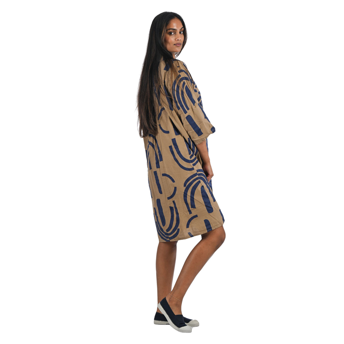 Geometric print shirt dress