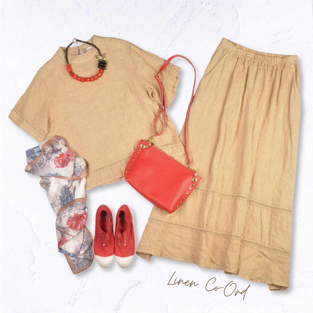 Crochet inset boxy linen top